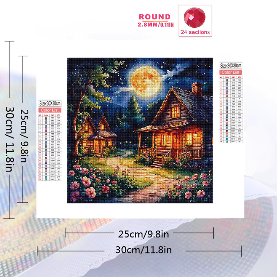 EverShine Diamantmalerei Mondbild und Blumen Landschaft als DIY Mosaik Wandkunst in Multicolour - Bild 2