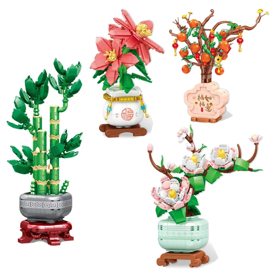 Stemedu MOC Glückspflanze Bambus Orchidee DIY Bausteine Set – Künstliche Blumen Bonsai Dekoration in Mehrfarbig - Bild 1