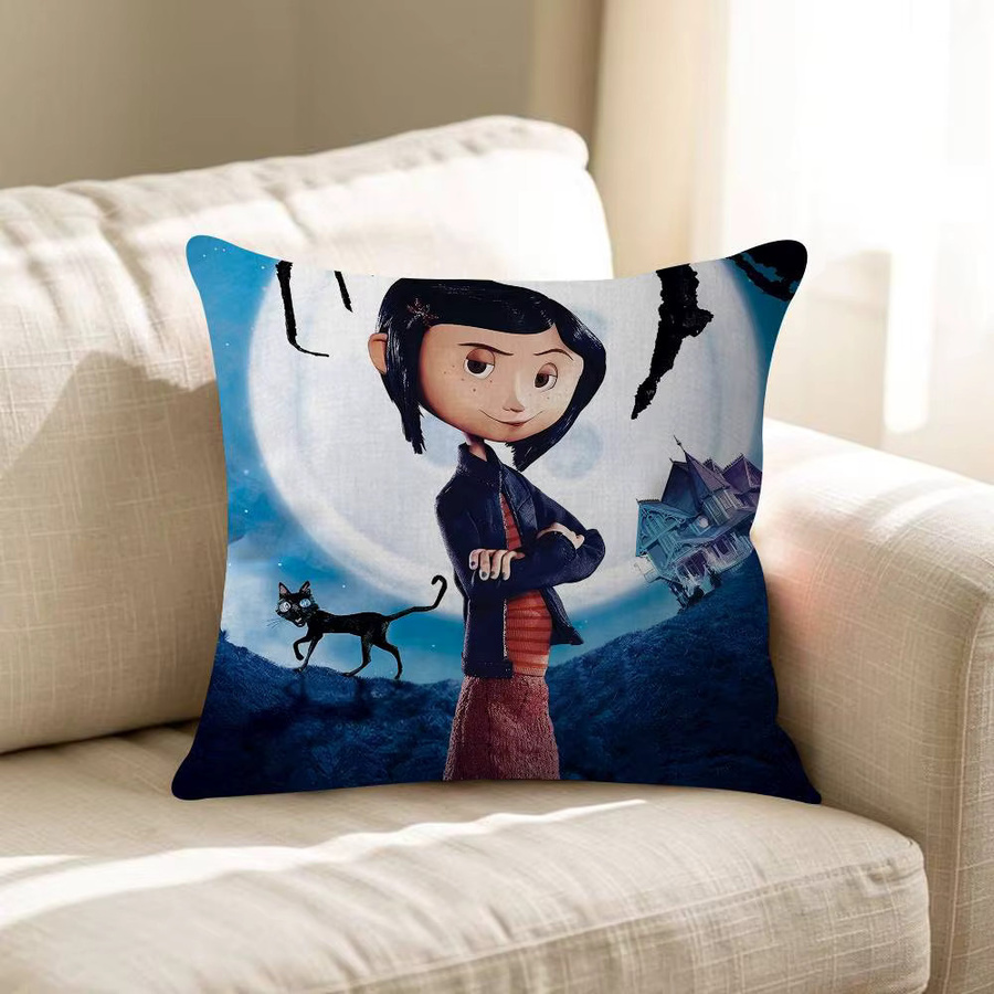 Beast Kingdom 5D Anime C-Coraline Kissenbezug im Farmhouse-Stil, quadratisches Dekokissen in Blau, B/T/H: 30 x 30 x 30 cm - Bild 6