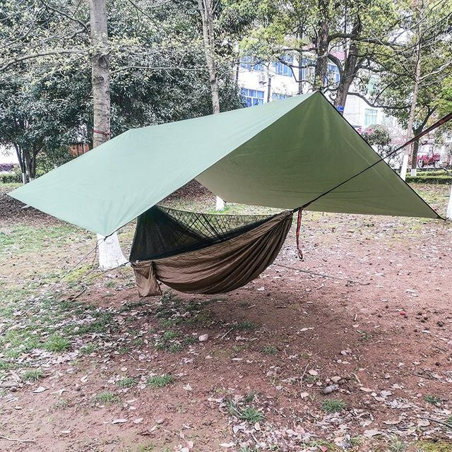 Binchi Outdoor Equipment Camping-Hängematten-Set mit Moskitonetz und wasserdichtem Sonnenschutz in Schwarz - Bild 1