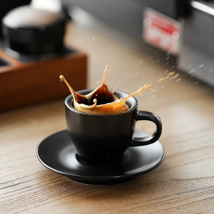 MHW-3BOMBER Keramik-Espressotassen Set mit Untertasse, 80 ml, Schwarz oder Grün - Bild 2