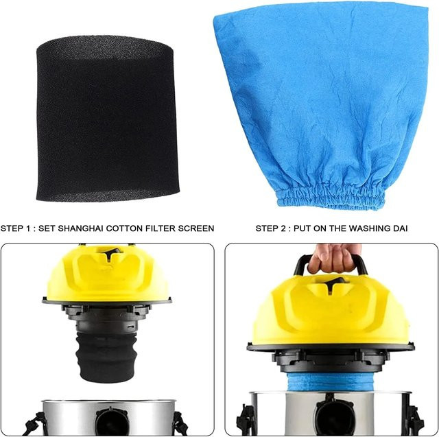 Karcher Textilfilterbeutel für Nass- und Trockenschaumfilter, Farbe: Blau, passend für MV1 WD1 WD2 WD3 Staubsauger - Bild 1