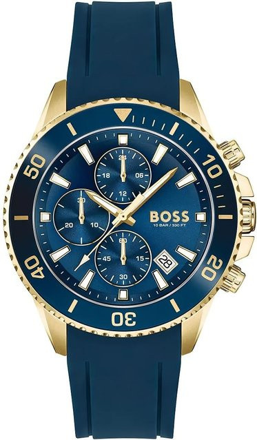 Hugo Boss Armbanduhr Admiral, Quarz, Edelstahl, 46 mm, Herren, grau - Bild 1