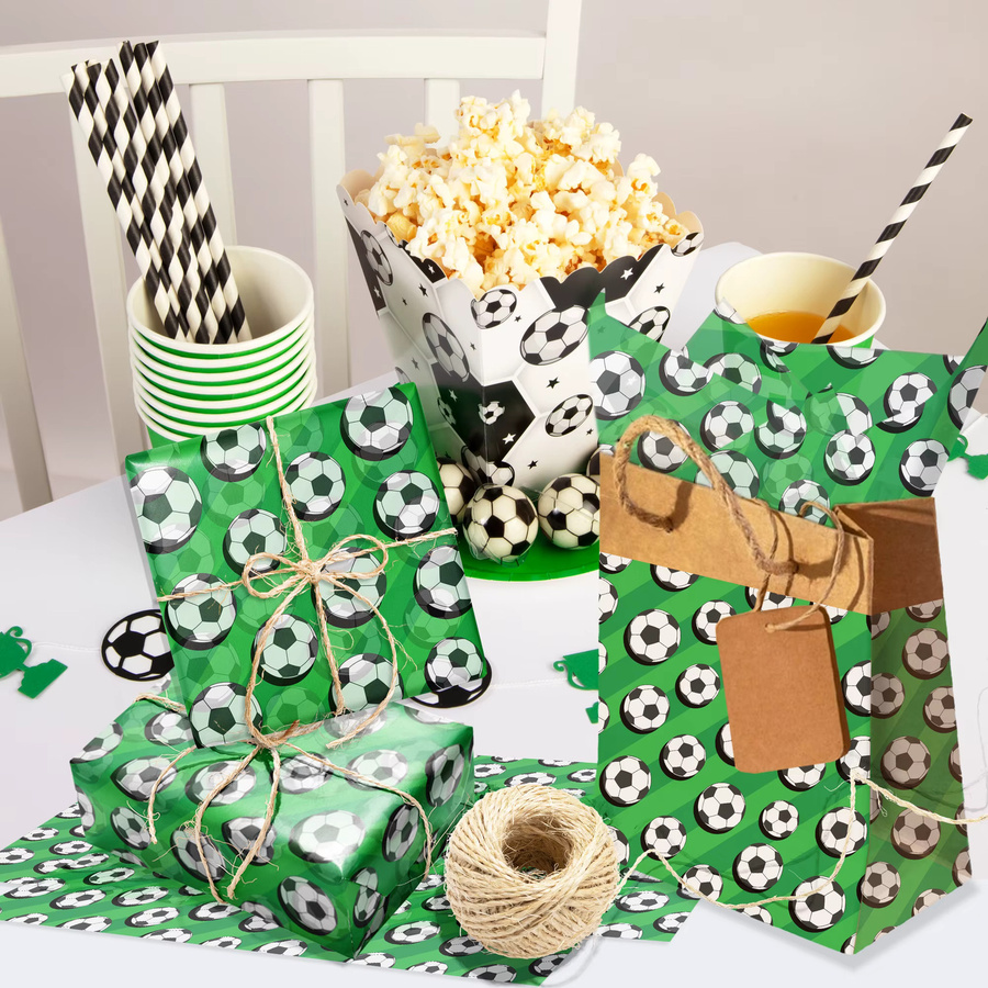 Seidenpapier Geschenkpapier mit Sportmotiven Fußball Golf Rugby Baseball für deine Geburtstagsdekoration und Partyzubehör - Bild 4
