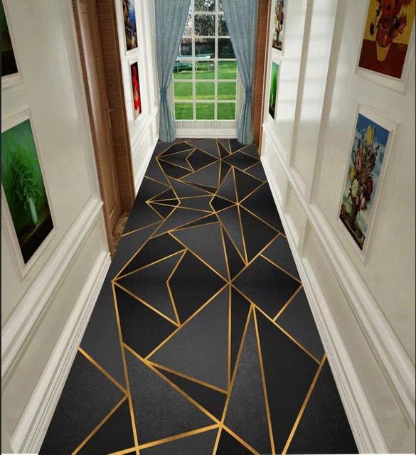 Karpetti Flur Teppich mit geometrischem Design, schwarz, B/T: 100 x 120 cm - Bild 1