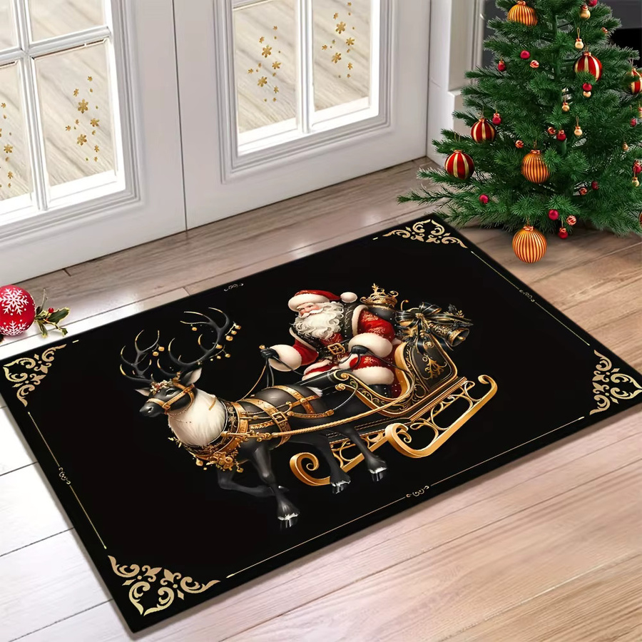 VIKAMA Weihnachts-Rentierschlitten Teppich in Schwarz für Wohnzimmer und Flur, B/T: 60 x 40 cm - Bild 4