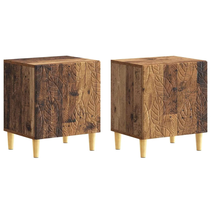 vidaXL Nachttisch Set aus Altholz und Eukalyptus in Braun, 2 Stück, B/T/H: 43 x 34,5 x 50 cm - Bild 2