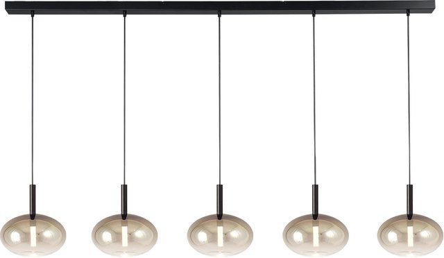 Masterlight Lido LED-Pendelleuchte 5-flammig in Gold-Schwarz mit ovalen Glasschirmen - Bild 1