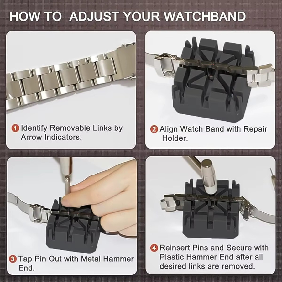 FancyWrist Uhrenarmband Reparatur-Set, Link Remover Tool Kit, Unisex - Bild 2