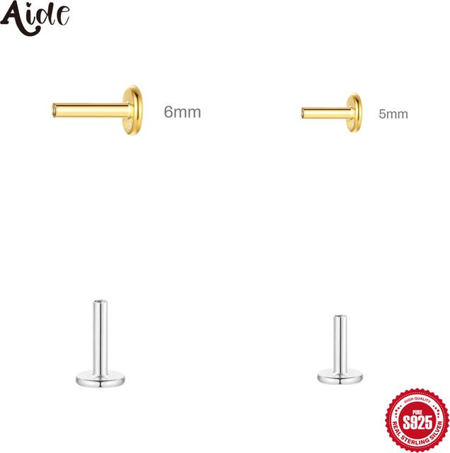 Aide Labret Piercing, 925 Silber, 1,2 mm, 5/6 mm Länge - Bild 1