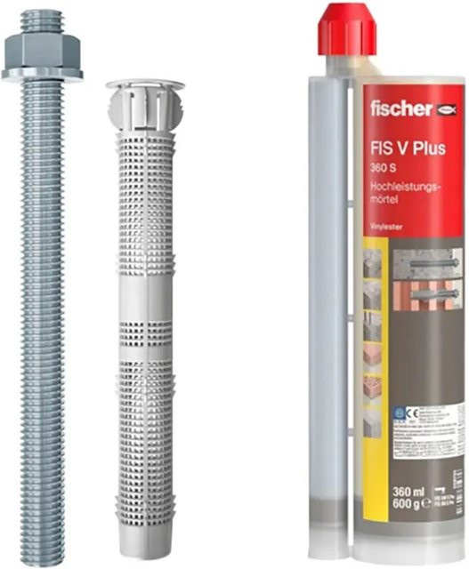 Fischer Schwerlastbefestigungsset mit 6 Befestigungspunkten aus Epoxy in Silber - Bild 1