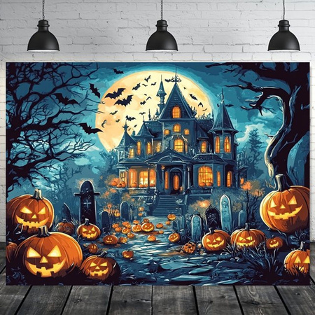 wzy Halloween Hintergrundtuch Horror Schloss Dekoration, mehrfarbig, Textil, B/H: 150 x 150 cm