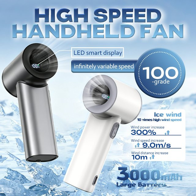 HAOYUNMA Mini Handventilator mit 100 Geschwindigkeiten, wiederaufladbarer Akku, Weiß - Bild 1