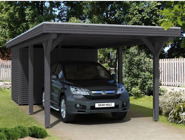 Skan Holz Carport Spessart mit Abstellraum, B/T: 355 x 846 cm, Farbe: Schiefergrau - Bild 2