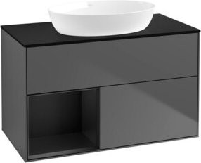 V&B Waschtischunterschrank Finion 100 in Anthrazit mit lackiertem Regal - Bild 1