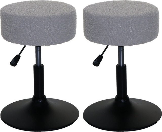 PROREGAL 2er-Set Sitzhocker aus Bouclé in Grau, höhenverstellbar und drehbar, Durchmesser: 37 cm, Sitzhöhe: 45-57 cm - Bild 1