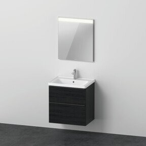 Duravit D-Neo Möbel-Set mit Waschtisch-Unterbau und Universal Licht Spiegel in Eiche schwarz, B: 65,0 cm, H: 48,0 cm, T: 62,5 cm - Bild 1