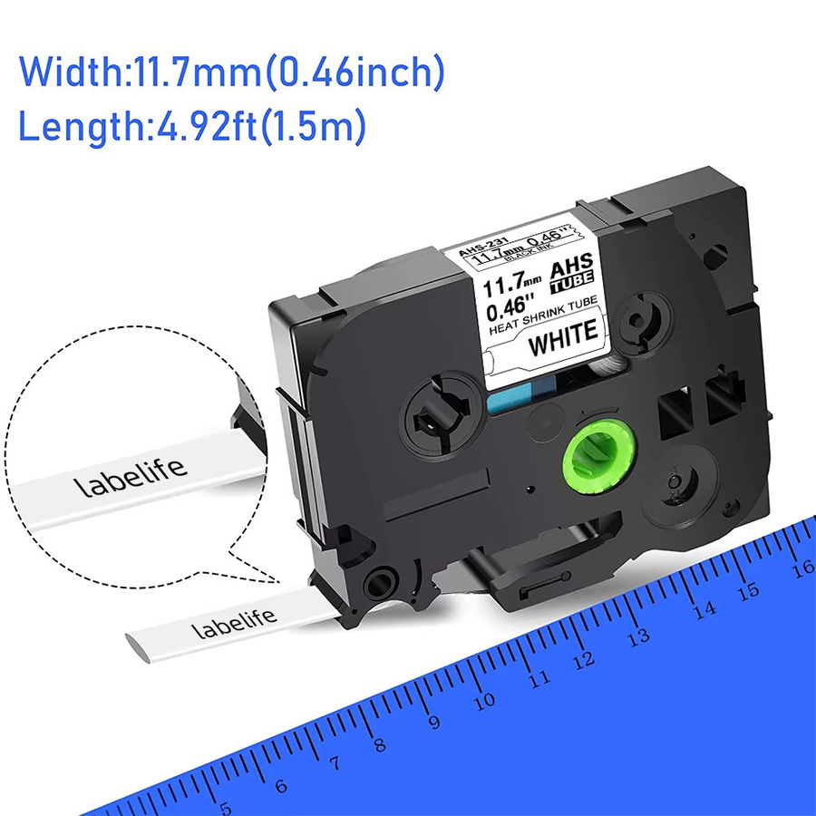 Brother Schrumpfschlauch-Band für P-touch Etikettiergeräte in Gelb und Weiß kompatibel mit HSe-231 HSe-211 HSe-221 HSe-631 PT-E550W E300 E500 P750WVP P900 P950W 7600 - Bild 3