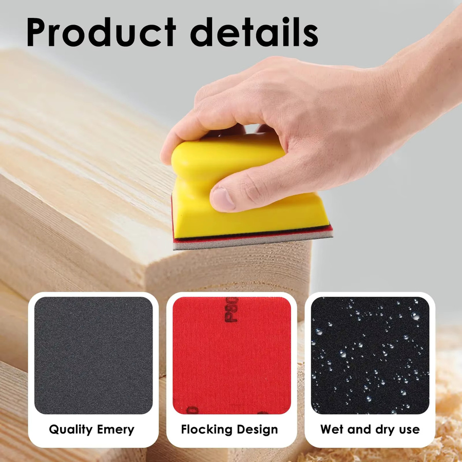 Vibratite Schleifschwamm-Set mit Handschleifblock, 25-teilig, Körnung 180–3000, B/H: 100 x 75 mm, für Metall und Holz - Bild 5