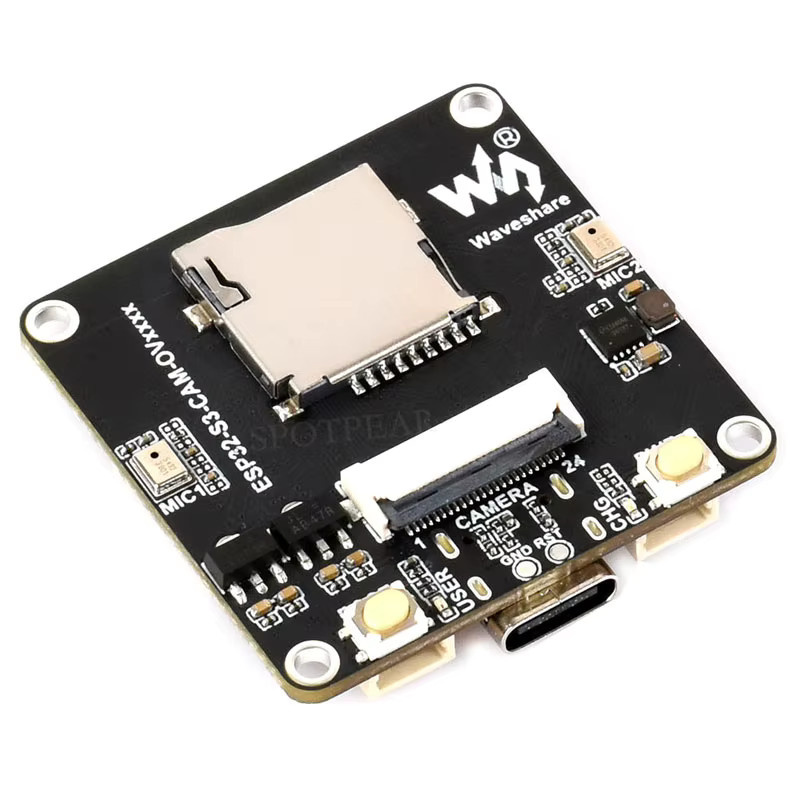 Spotpear ESP32-S3 KI-Kamera-Entwicklungsboard mit Doppelmikrofon und Display-Port in Schwarz - Bild 3