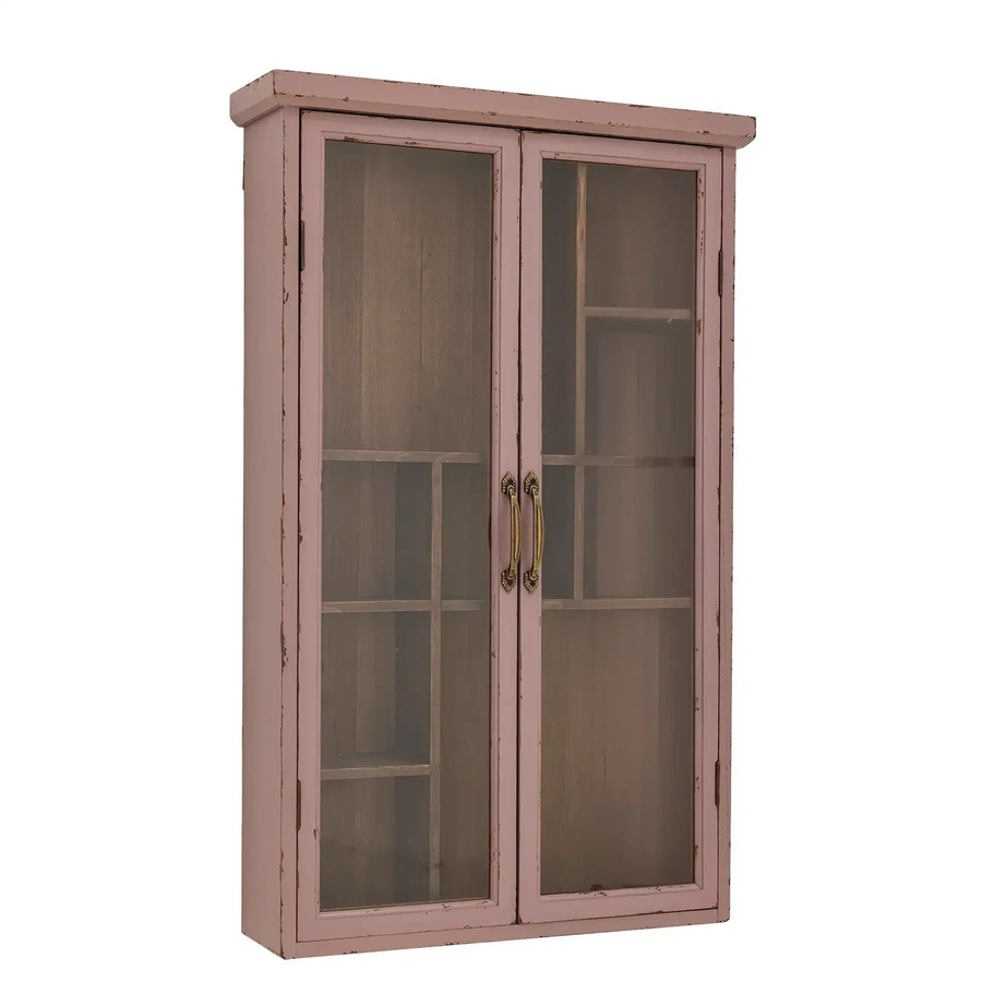 Bloomingville Vitrine Hazem aus Kiefernholz in Rosa mit Glastüren, B/H: 50 x 80 cm - Bild 1