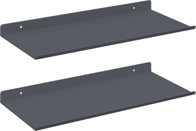 vidaXL Schwebendes Regal Set aus Metall in Anthrazit, 2 Stück, B/T/H: 40 x 18 x 2,5 cm - Bild 1
