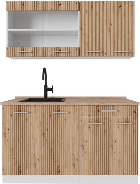 Vicco R-Line Singleküche Artisan Eiche und Weiß, Breite: 140 cm - Bild 1