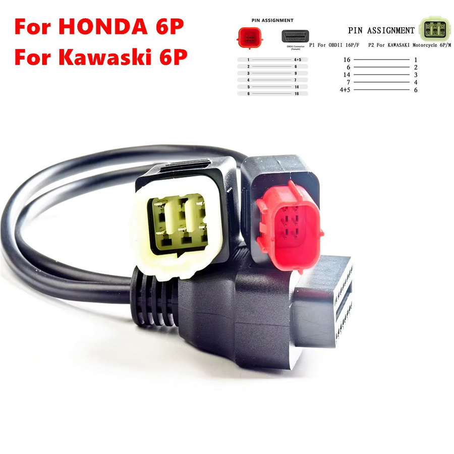 OBD2 Motorradverlängerung Diagnosekabel für Honda 6P und Kawasaki 6P in Schwarz - Bild 2