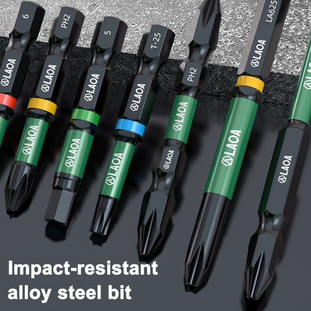 LAOA Schraubendreher-Bits Set aus legiertem Edelstahl, 2 Stück, Schwarz, Magnetisch und Schlagfest, Kreuz-Bit und Innensechskant-Bit in Pflaumenblütenform - Bild 1