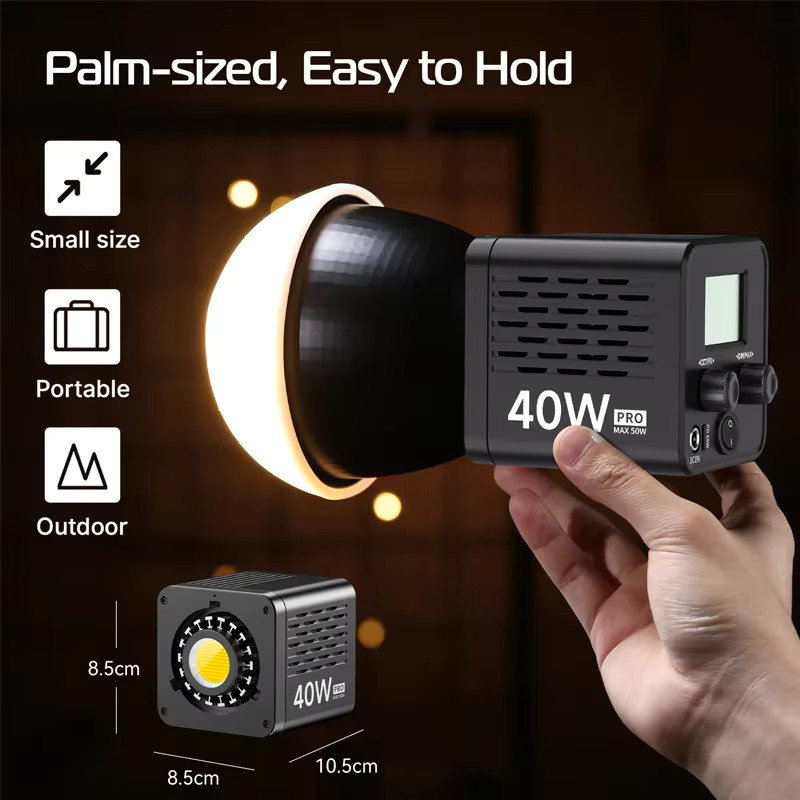 Ulanzi L023 40W Pro Tragbare LED-Videoleuchte Bi-Color COB Fotostudioleuchte Schwarz 2500K-6500K mit 3400mAh Akku für Video und Live-Streaming - Bild 3