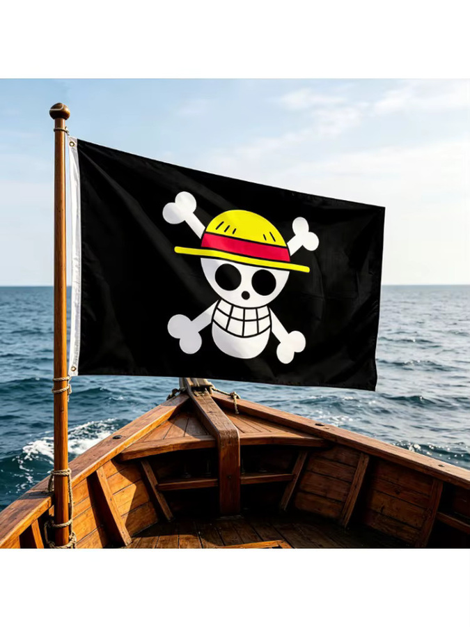 Bandai One Piece Piratenflagge Wanddekoration mit Totenkopf, B: 150 cm, H: 90 cm - Bild 6