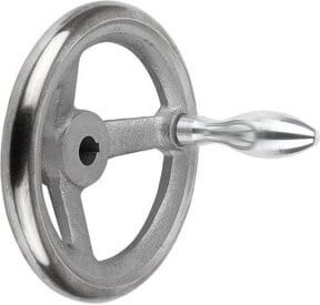 KIPP Handrad DIN 950 aus Grauguss mit Passbohrung Ø14H7 und Nut, Durchmesser: 160 mm, Farbe: grau - Bild 1