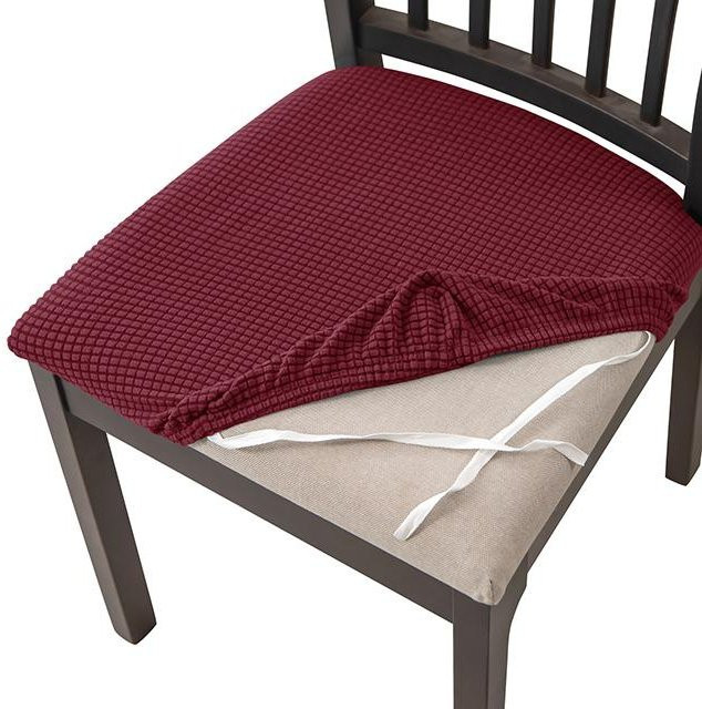 BRHUIXUE Spandex-Jacquard-Stuhlkissenbezüge für Esszimmerstühle, elastische Sitzbezüge, Rot - Bild 1