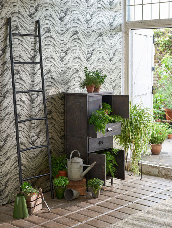 Clarke & Clarke Tapete Agata in Anthrazit und Gold mit abstraktem geometrischem Design als Vlies-Tapete - Bild 3