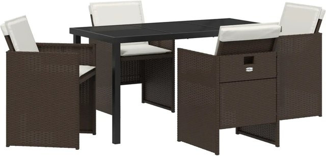 vidaXL Garten Essgruppe 5-teilig aus Poly-Rattan und Glas in Braun - Bild 1