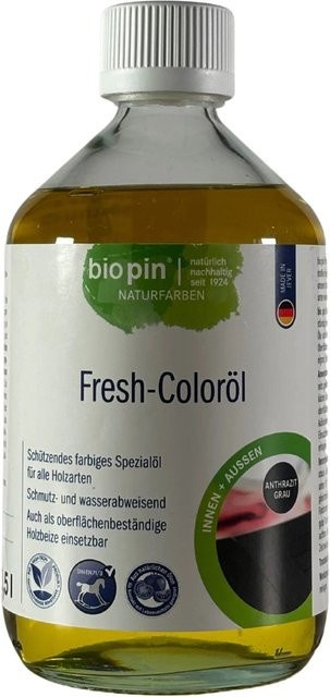 Biopin Fresh-Coloröl Anthrazit Grau, 0,5 l, seidenmatt, wasserabweisend und lebensmittelecht - Bild 1