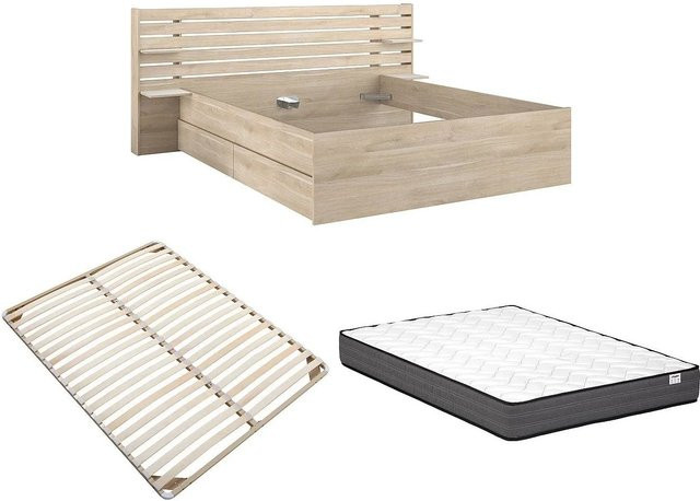 Bettrahmen Tenalia aus Massivholz in Beige mit Schubladen, Höhe: 235,4 cm, B/T/H: 180 x 200 x 235,4 cm - Bild 1