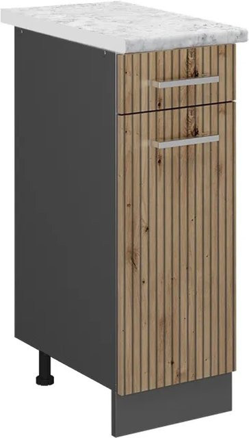 Vicco Küchenunterschrank R-Line Artisan-Eiche und Anthrazit mit Marmor-Optik, B: 30 cm, H: 81,6 cm, T: 60 cm - Bild 1