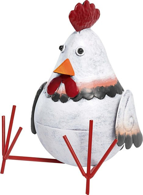 Bunte Deko-Figur Hahn sitzend aus Stahlblech, B/T/H: 21 x 16 x 18,5 cm - Bild 1