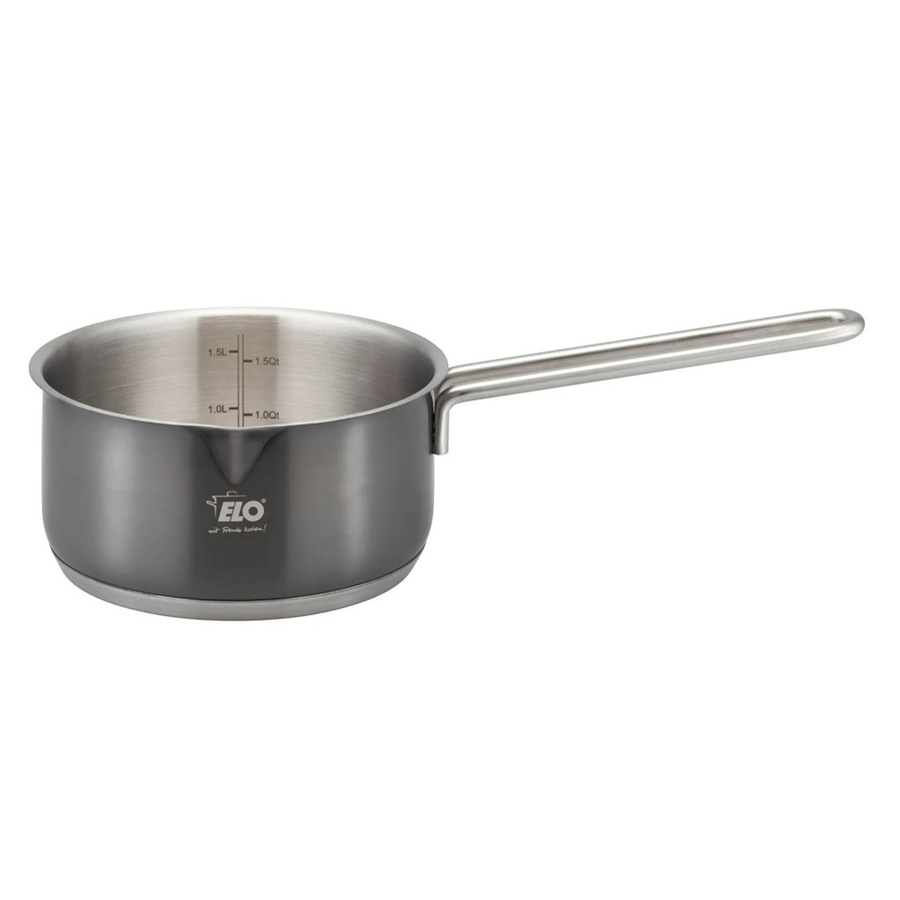 ELO Topfset Twice silber Edelstahl 4-teilig mit PVD-Beschichtung bestehend aus 3 Fleischtöpfen mit Deckel und 1 Stielkasserolle mit Ausguss - Bild 1