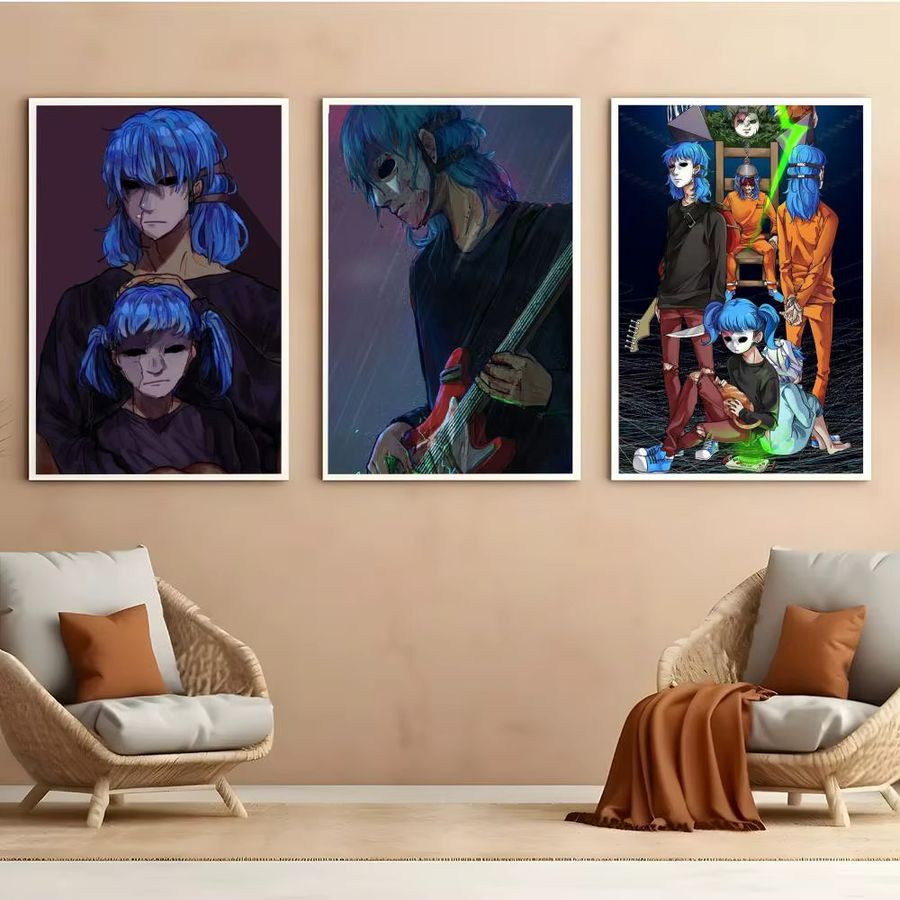 Sally Face Anime Poster von MINISO in Schwarz, selbstklebend, rechteckig, ohne Rahmen - Bild 1