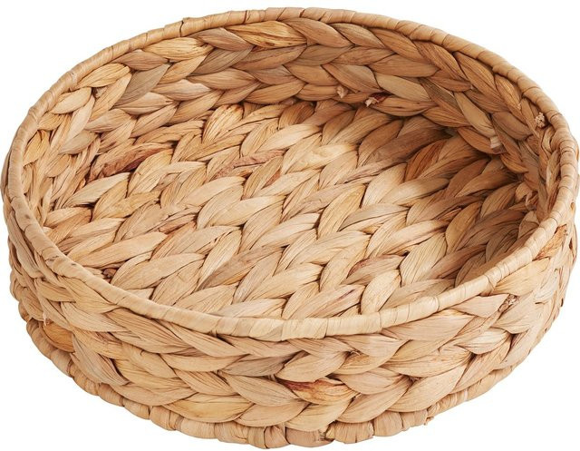 VBS Tablett gewoben in Beige im Boho-Stil aus Rattan und Metall, rund, Durchmesser: 25,0 cm, Höhe: 6,0 cm - Bild 1