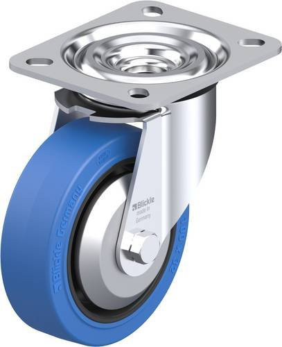 Blickle L-POEV 100G-SB-FA Lenkrolle in Schwarz und Blau mit Stahlgehäuse, Rad-Durchmesser: 100 mm, Tragfähigkeit: 200 kg - Bild 1