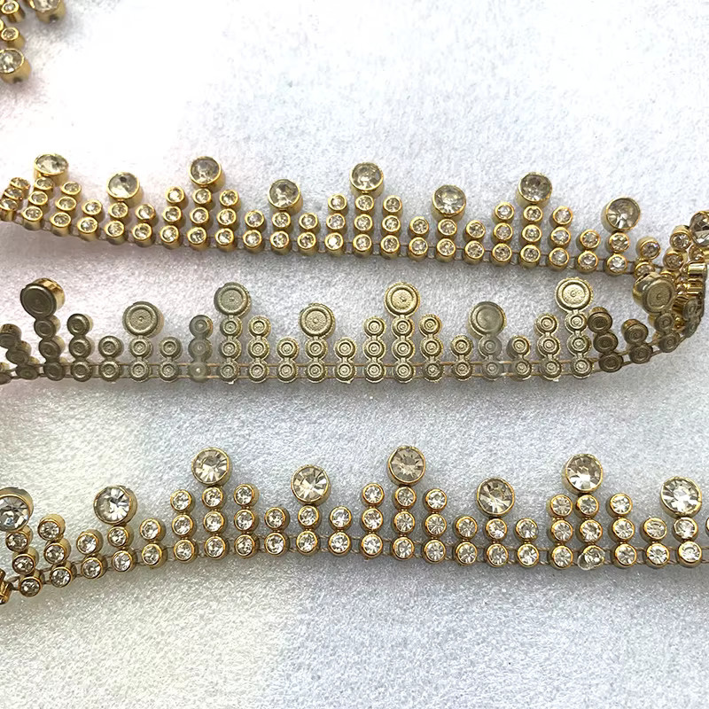 Goldene Paillettenbänder mit Diamant-Effekt als Stoffzubehör für DIY-Handwerk und Vorhang-Dekoration, 1 Meter pro Packung - Bild 3