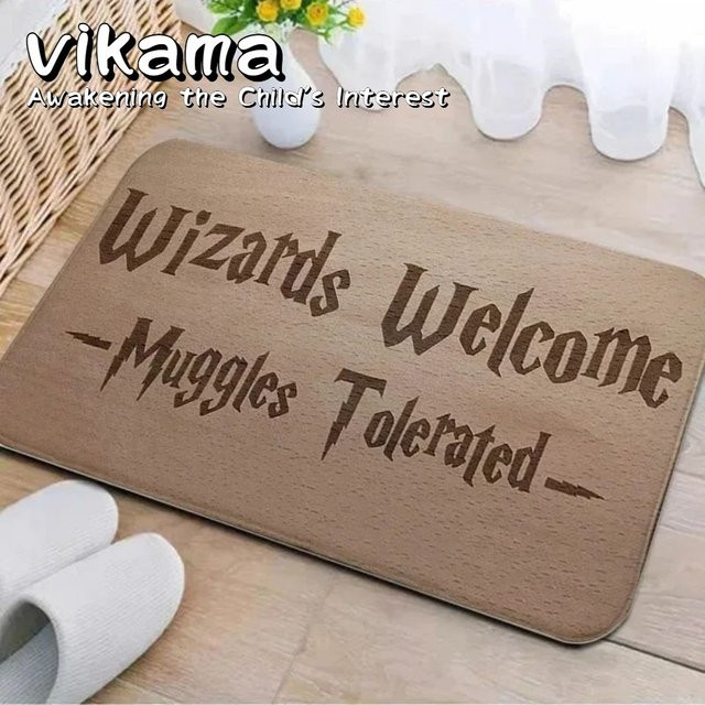 VIKAMA Magic Key Willkommen Fußmatte aus Flanell in Braun, B/T: 60 x 40 cm, maschinenwaschbar - Bild 1