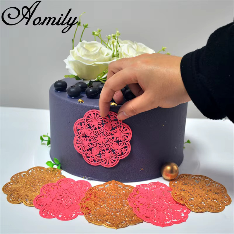Aomily Silikon Ausstechform Set mit 3 Schneeflocken-Mustern für Fondant und Kuchendekoration, Blau - Bild 2