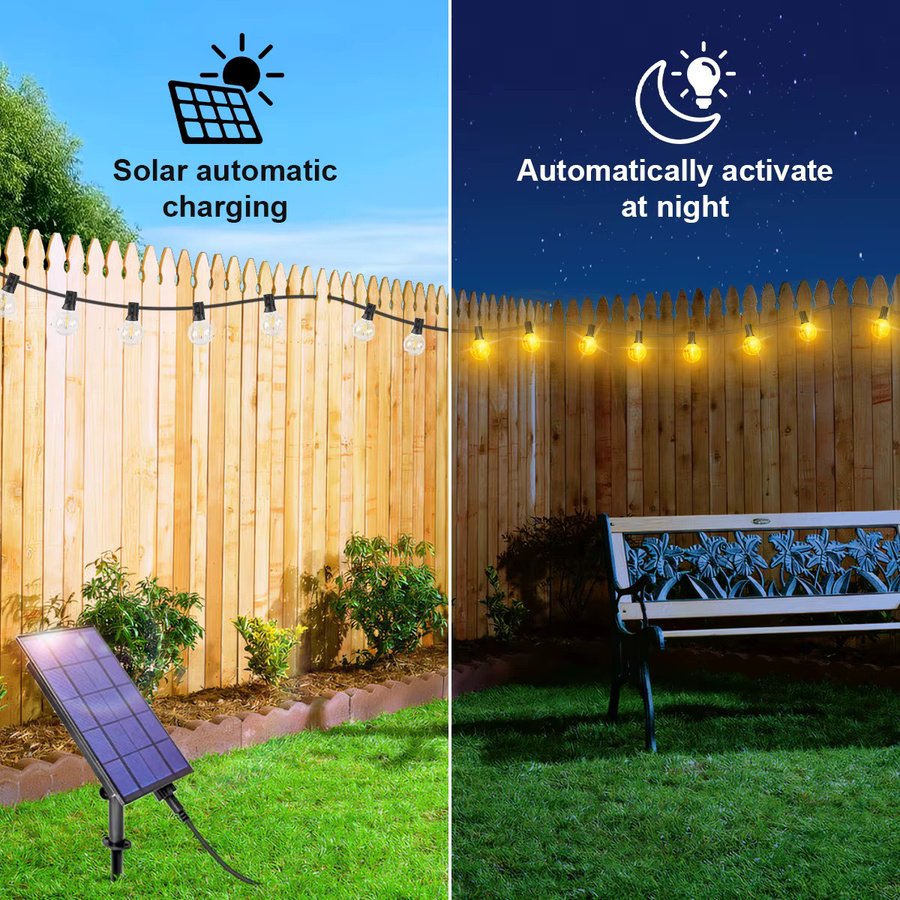 G40 LED-Solar-Lichterkette in Warmweiß mit Fernbedienung, 8 Blinkmodi und einstellbarer Helligkeit, wetterbeständig - Bild 3