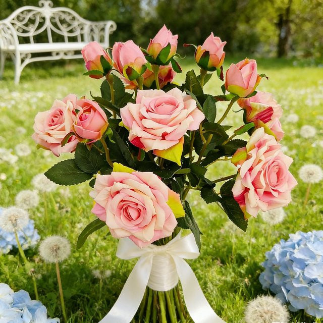 TTCY Künstliche Seidenrosen für Tischdekoration und Hochzeiten in Weiß und Pink - Bild 1