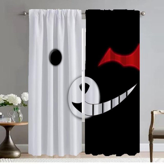 Verdunkelungsvorhang Danganronpa Monokuma mit 2 Paneelen, Farbe: Weiß, B: 50 cm, H: 70 cm - Bild 1