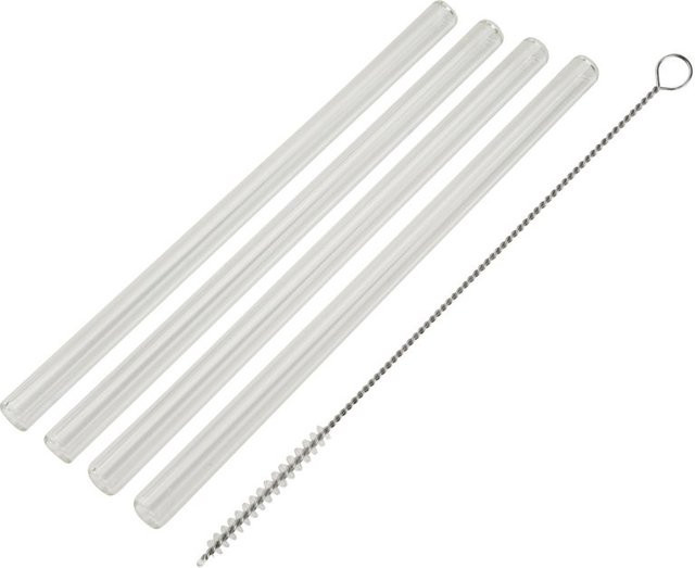 Fackelmann Glasstrohalme transparent, 5-teilig mit Reinigungsbürste, Höhe: 15 cm - Bild 1